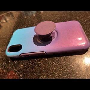 ⏰FINAL WEEK!⏰Like New OTTER + POP SOCKET Purple-Blue iPhone XR Case